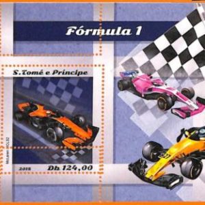 A6701 - SAO TOME & PRINCIPE, Error, 2018 MISSPERF SOUVENIR SHEET: Formula 1 Cars