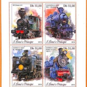 A6713- SAO TOME & PRINCIPE, Error 2019 MISSPERF MINIATURE S: Trains, Locomotives