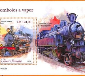 A6712 - SAO TOME & PRINCIPE, Error 2019 MISSPERF SOUVENIR S: Trains, Locomotives