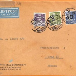 99124 - DENMARK - POSTAL HISTORY  -  OVERPRINTED STAMP on AIRMAIL  COVER  1944