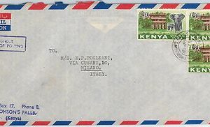 61360  - KENYA  - POSTAL HISTORY -  COVER to ITALY 1956 - FAUNA Animals Elephant