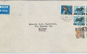 61372  - KENYA  - POSTAL HISTORY -  COVER to ITALY 1965 - FAUNA Animals