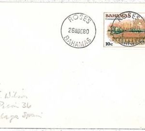 28626  - BAHAMAS - Postal History -  postmark on COVER  - ROSES  1980