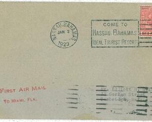 28627  - BAHAMAS - Postal History - FIRST FLIGHT Cover NASSAU  MIAMI 1929