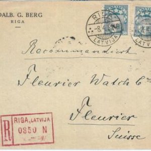 69035 - LATVIA - POSTAL HISTORY - REGISTERED cover FRONT to SWITZERLAND  1931