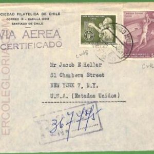 af3622 - CHILE - POSTAL HISTORY - Registered AIRMAIL COVER  1962 Sport FOOTBALL