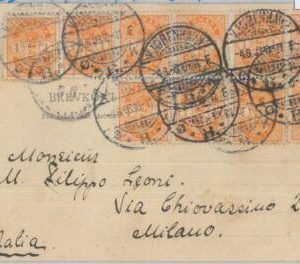 81898 - DENMARK - Postal History - 1 Frm strips of 5 + 3  on POSTCARD  1903