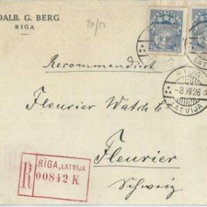 69030 - LATVIA - POSTAL HISTORY - REGISTERED cover FRONT   1926