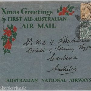 Christmas AIRMAIL - 1st FLIGHT COVER - GB / AUSTRALIA: MULLER # 204 1932 - NICE!