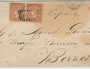 58401 - SPAIN : ANTILLAS  - POSTAL HISTORY: 10 Cemts (2) on COVER to SPAIN 1869