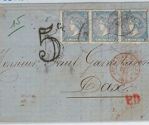 58397 - SPAIN - POSTAL HISTORY: Edifil # 81 (3) on COVER from SAN SEBASTIAN 1866