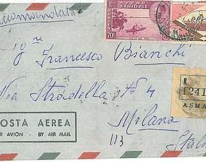29669  - ETHIOPIA -  POSTAL HISTORY: REGISTERED airmail  COVER to Italy -  1963