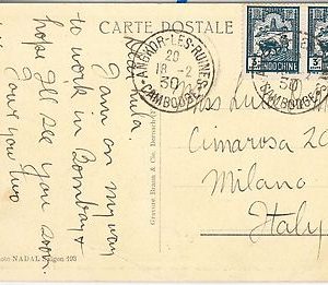 CAMBODIA Cambodge INDOCHINE -  POSTAL HISTORY - POSTCARD from ANGKOR-LES-RUINES