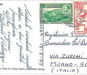 29668  - ETHIOPIA -  POSTAL HISTORY  - POSTCARD to Italy -  1959 - BIRDS  DOVES