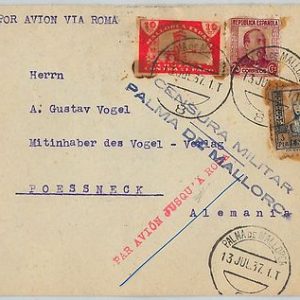 58406 - SPAIN - POSTAL HISTORY: MIXED FRANKING on COVER franqueo misto 1937