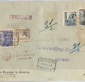 SPAIN - POSTAL HISTORY: RARE PROPAGANDA postmark on COVER - VIRGEN del PILAR