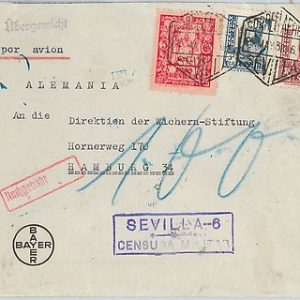 58411 -  SPAIN  - POSTAL HISTORY: CENSURA MILITAR Sevilla on COVER  - 1938