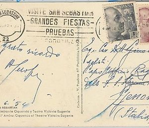 58421 -  SPAIN  - POSTAL HISTORY: MATASELLO a RODILLO on POSTCARD to ITALY 1954
