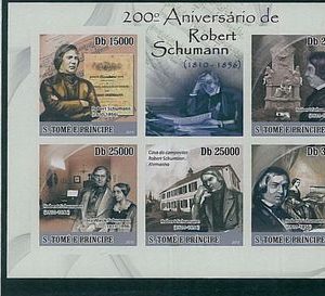 Sao Tome e Principe - ERROR = IMPERF SHEET: ROBERT SCHUMANN, MUSIC, COMPOSITOR