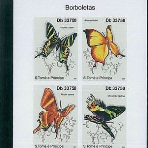 Sao Tome e Principe - ERROR = IMPERF SHEET: BUTTERFLIES, INSECTS, FAUNA