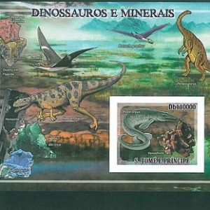 Sao Tome e Principe - ERROR = IMPERF SHEET: DINOSAURS, MINERALS, PREHISTORY