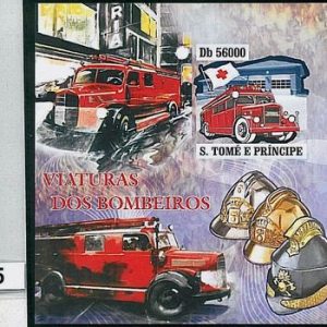 Sao Tome e Principe - ERROR = IMPERF SHEET: FIRE FIGHTERS, AUTOMOBIL, TRUCKS