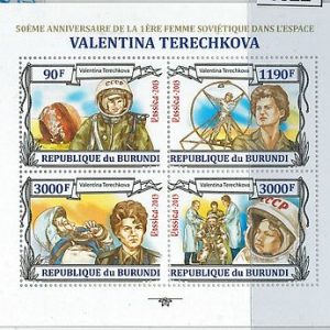 BURUNDI - ERROR, MISSPERF SHEET: VALENTINA TERECHKOVA, ASTRONOMY, SPACE