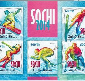 GUINEA BISSAU - ERROR, 2013 MISSPERF SHEET: SOCHI 2014, SNOWBOARD, SKI, SKATING