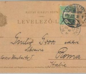 75555 - HUNGARY  - POSTAL HISTORY - Postal Stationery  Card to ITALY - 1910