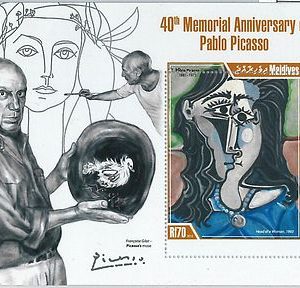 M1308 - MALDIVES - ERROR, 2013 MISSPERF SHEET -  PABLO PICASSO, ART