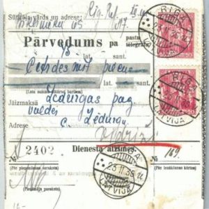 68983 - LATVIA - POSTAL HISTORY -  MONEY ORDER : Riga 1935