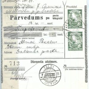 68984 - LATVIA - POSTAL HISTORY -  MONEY ORDER : Talsi  1936