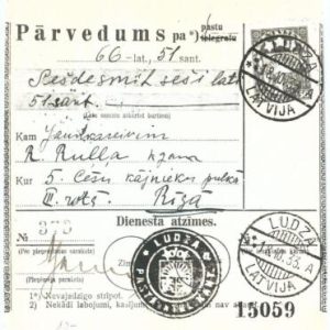 68988 - LATVIA - POSTAL HISTORY -  MONEY ORDER :  Ludza  1933