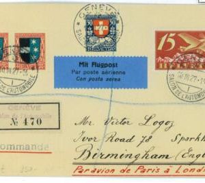 P0054 - Switzerland  POSTAL HISTORY - SBHV # F3 cancellation Salon  l'automobile