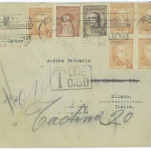 aa3052 - ARGENTINA - POSTAL HISTORY -  COVER to ITALY   1937 - TAXED