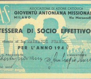 87133 - TESSERA  D'EPOCA - Gioventu Antoniana Missionaria AZIONE CATTOLICA  1940