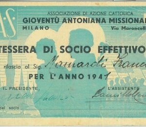 87134 - TESSERA  D'EPOCA - Gioventu Antoniana Missionaria AZIONE CATTOLICA  1941