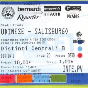 C1584- Vecchio BIGLIETTO PARTITA CALCIO 2003-2004 UDINESE VS SALISBURGO