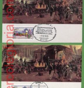 ag7288 - GERMANY - Set of 2 pieces MAXIMUM CARD - 07.12.1985 - TRAINS