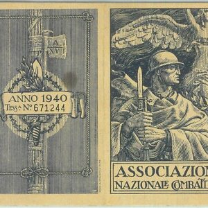87164 -  TESSERA D'EPOCA -   ASSOCIAZIONE  Nazionale COMBATTENTI 1940