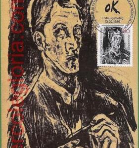 ag7249 - GERMANY -  MAXIMUM CARD  - 13.02.1986 - Oskar Kokoschka,  ART