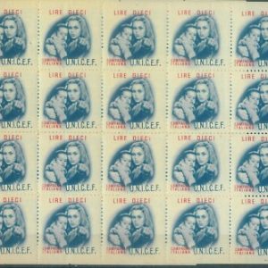87902 - REPUBBLICA - Foglietto di 20 CHIUDILETTERE BENEFICO 10 Lire UNICEF