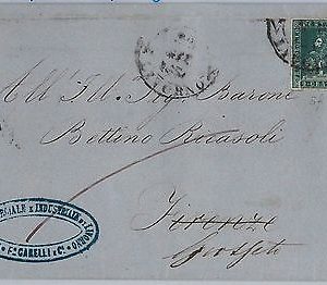 ANTICHI STATI - TOSCANA :  Sassone 5f su busta - BELLISSIMO! 30.07.1857