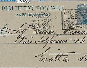 53273 - REGNO -  INTERO POSTALE con ANNULLO MECCANICO: SPAZIO PUBBLICITA' 1923