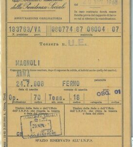 87232  -  Documento  TESSERA D'EPOCA - Istituto PREVIDENZA SOCIALE INPS 1963