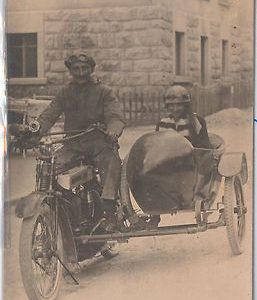 43759 CARTOLINA d'Epoca - BRESCIA  -  Cedegolo - BELLISSIMA!!  Moto con SIDECAR