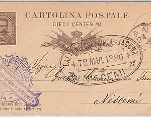 ITALIA REGNO:  storia postale - INTERO POSTALE da Niscemi 1886