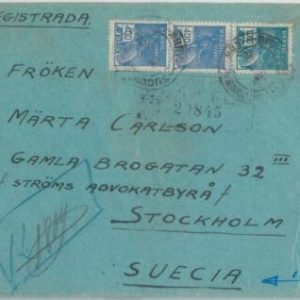 74391 - BRAZIL - POSTAL HISTORY -  REGISTERED COVER to SWEDEN  1935