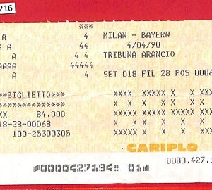 C1216 - Vecchio BIGLIETTO PARTITA CALCIO - 1990 / 91   AC MILAN vs  BAYERN