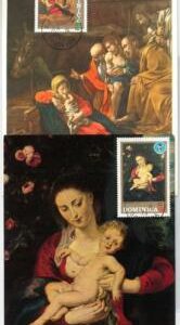 63879 -  DOMINICA - POSTAL HISTORY:Set of 2 MAXIMUM CARD 1973 -  art CHRISTMAS